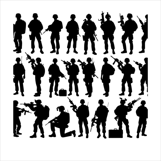 Vector soldier silhouettes vector soldier silhouettes set