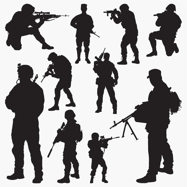 Vector soldier silhouettes