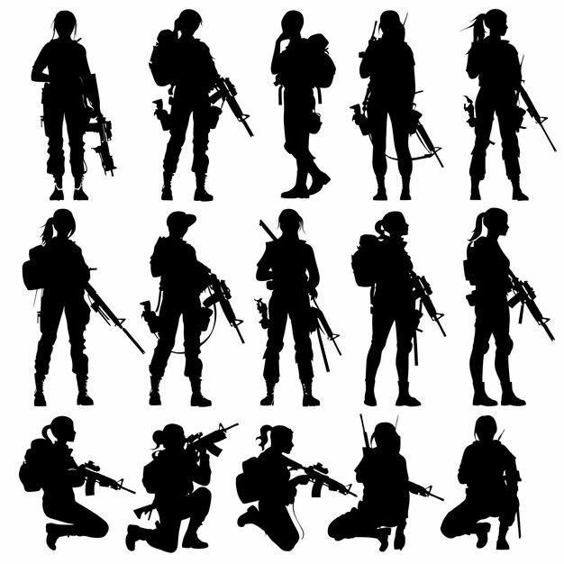 Vector soldier silhouettes