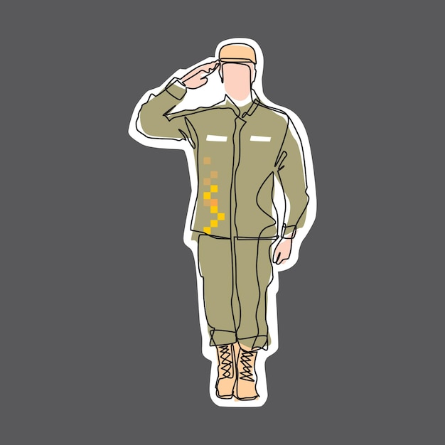 Soldier standing position with respectful hands