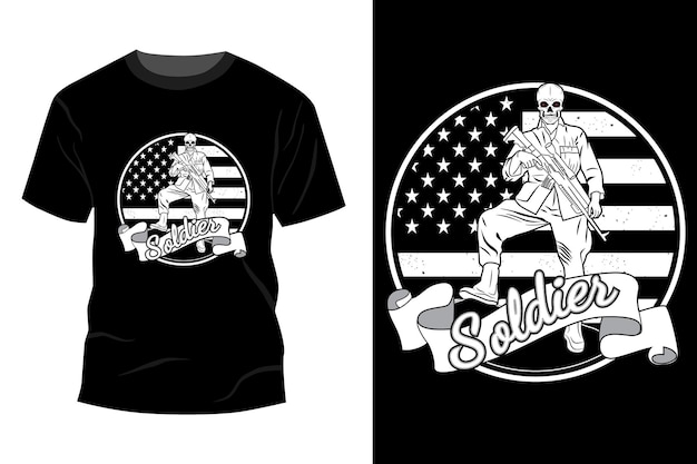 Soldier t-shirt mockup design silhouette