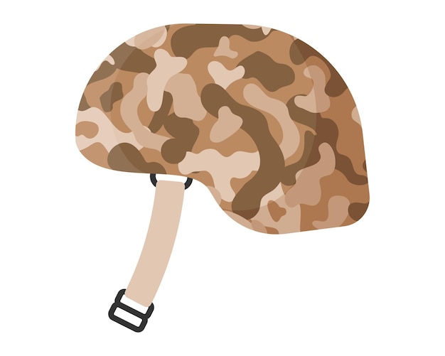 Vector soldier uniform, sandy desert khaki camouflage army military helmet or cap to protect the head.