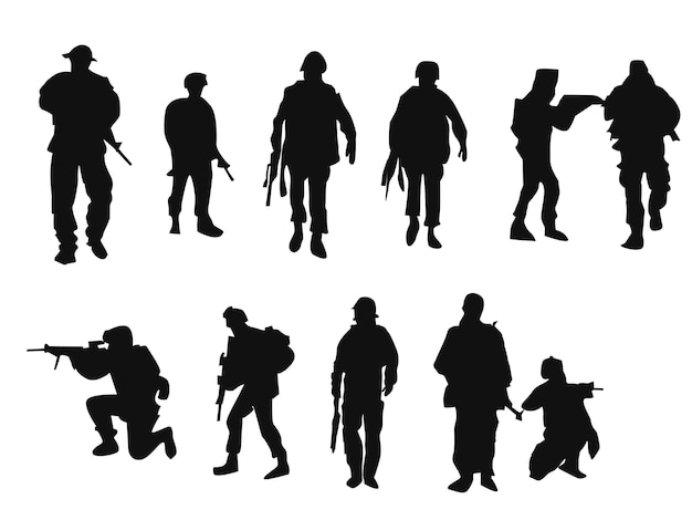 soldier vector sillhouette isolated on white background