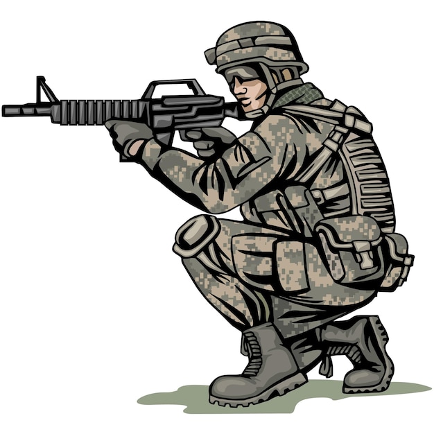 Soldato con una pistola in mimetica