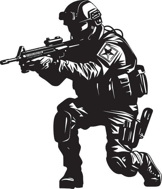 Vector a soldier with a gun on his back