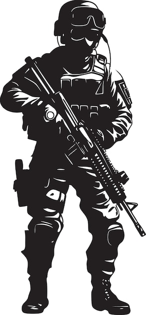 Vector a soldier with a gun in his hand and the number 4 on the back