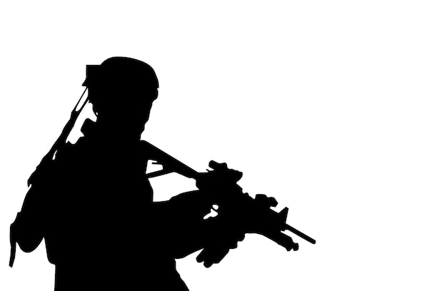 Soldier with gun silhouette vector military concept