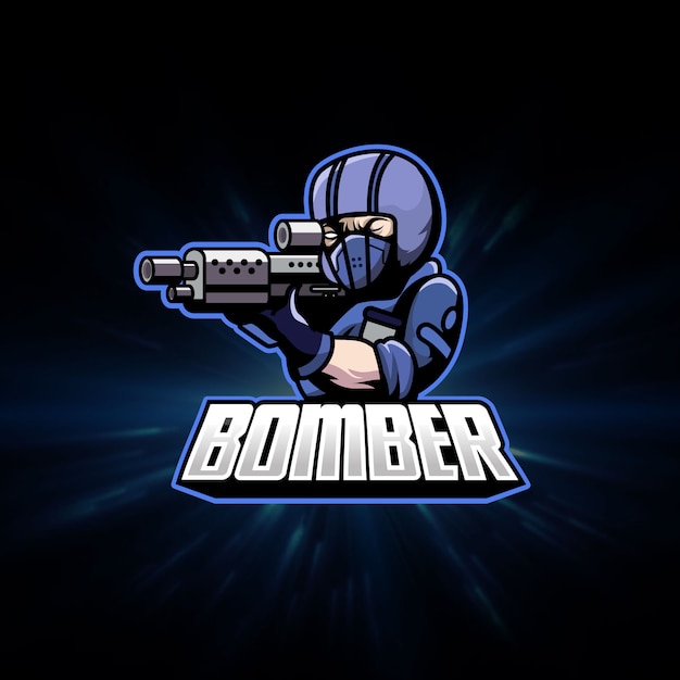 Soldier with gun sports gaming logo mascot