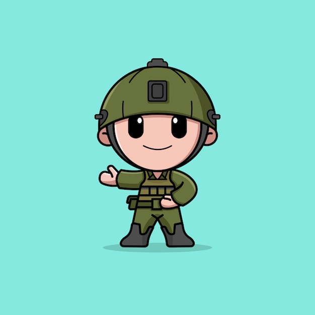 Vector soldier with helmet logo character mascot