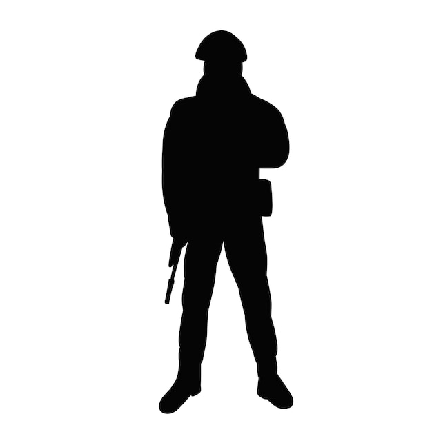 Vector soldier with weapon silhouette on white background vector