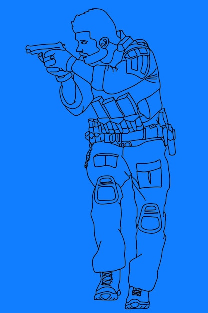 soldiers and guns line art