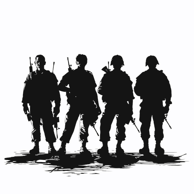 Vector soldiers silhouettes