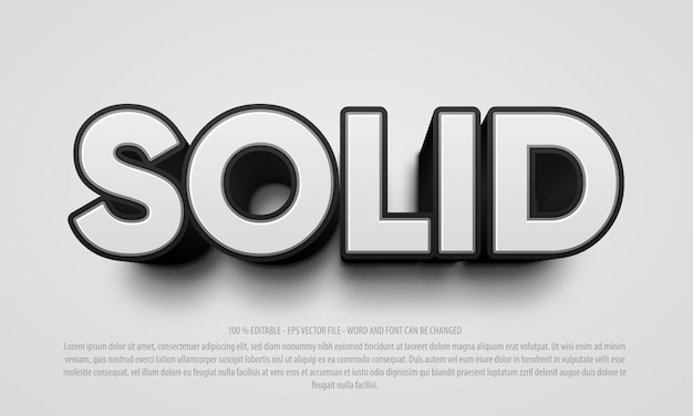 Solid 3d bold style editable text effect