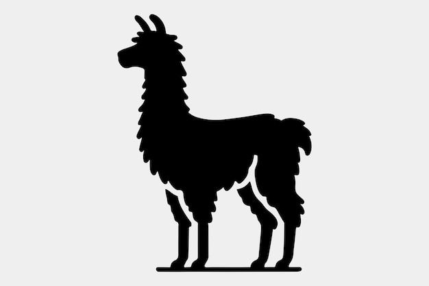 a solid black silhouette of a llama