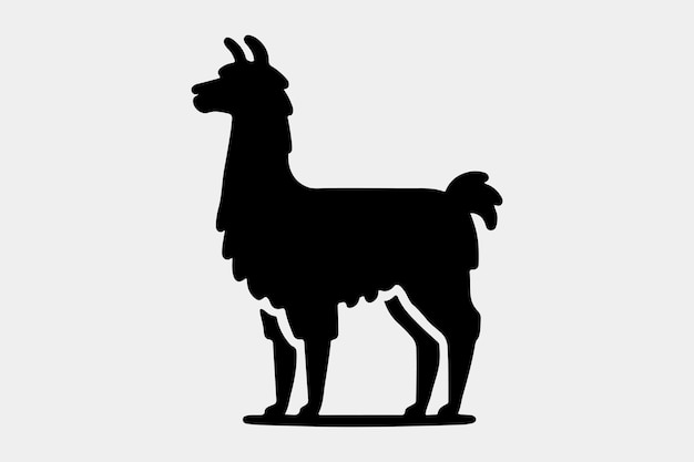 a solid black silhouette of a llama