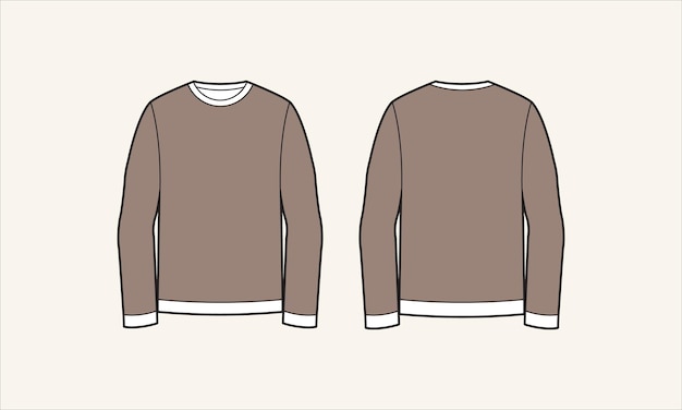 Solid color crew neck mens sweater sketch for tach pack