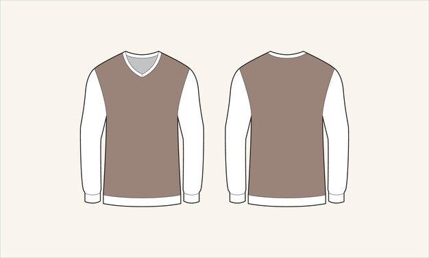 Vector solid color vneck mens sweater sketch for tach pack