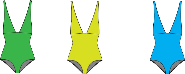 Vector solid colored bikini flat sketch technische tekening vector illustratie sjabloon