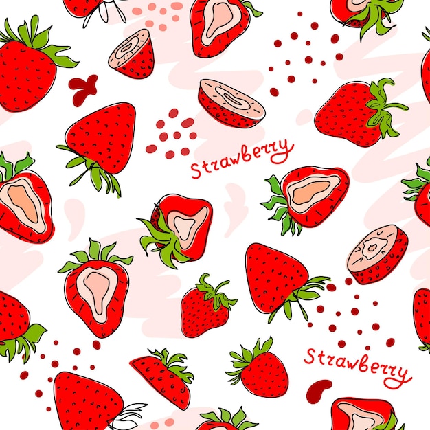 A solid drawing of fresh strawberries Seamless