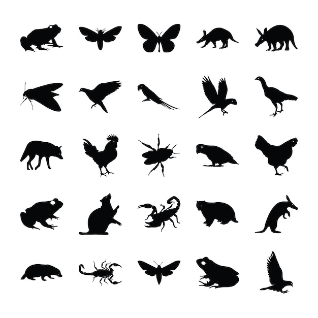 Solid pictograms of animals