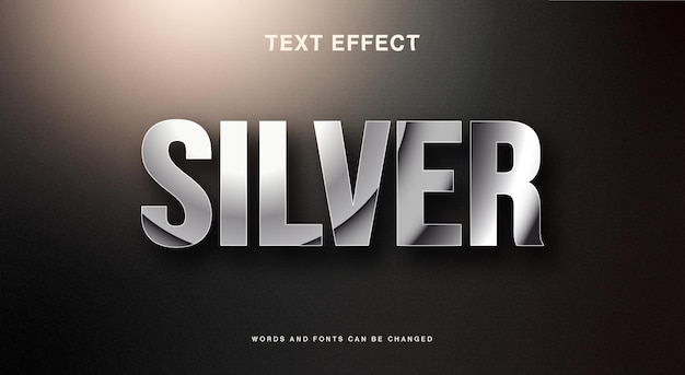 Solid silver editable text effect