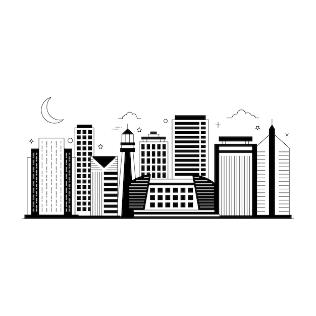 Solid style illustration of City Skylines