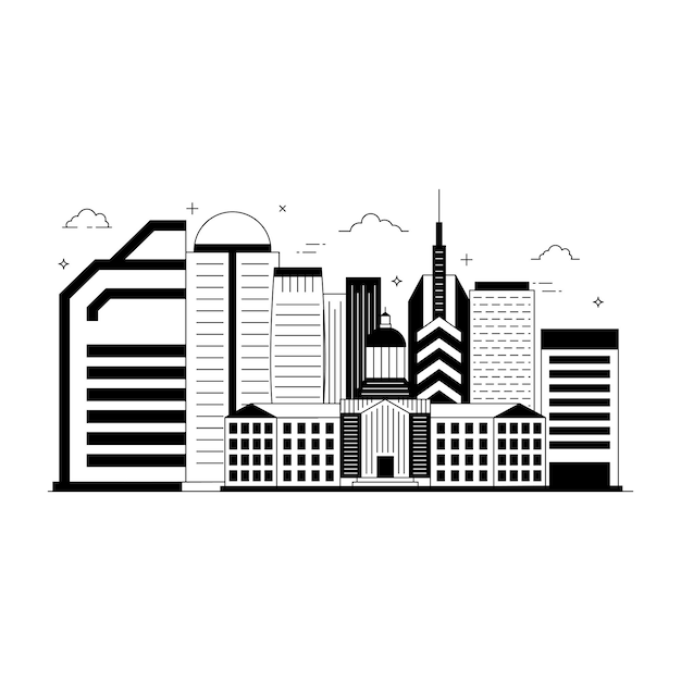 Solid style illustration of City Skylines