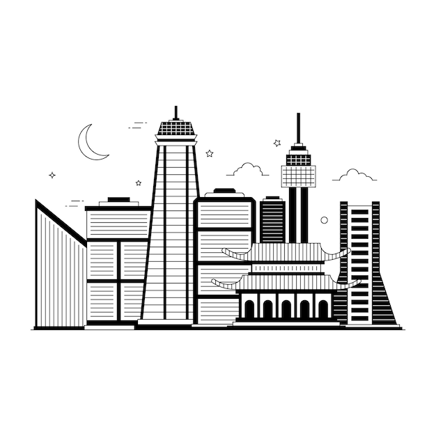 Solid style illustration of City Skylines