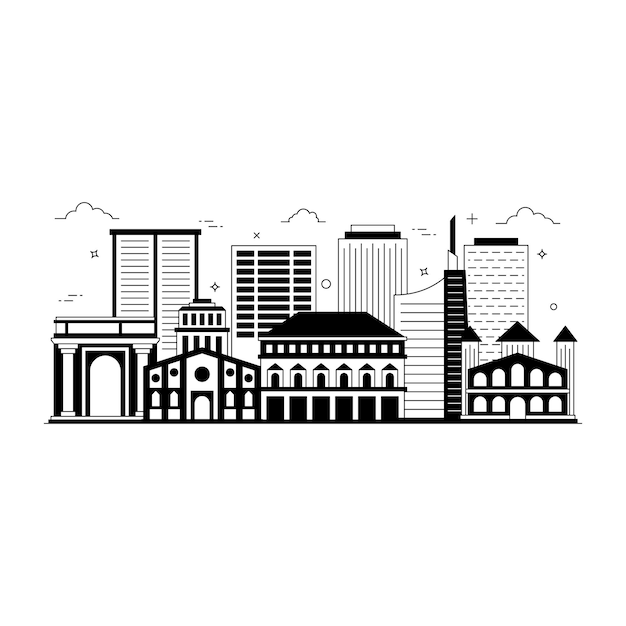 Solid style illustration of City Skylines