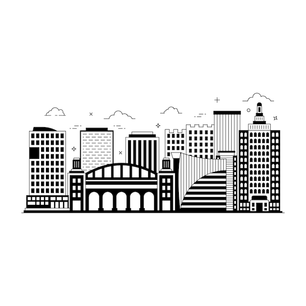 Solid style illustration of City Skylines