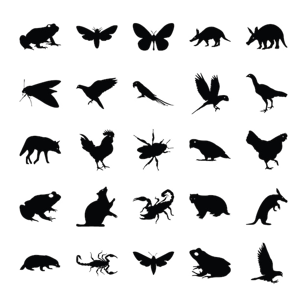 Solide pictogrammen van dieren