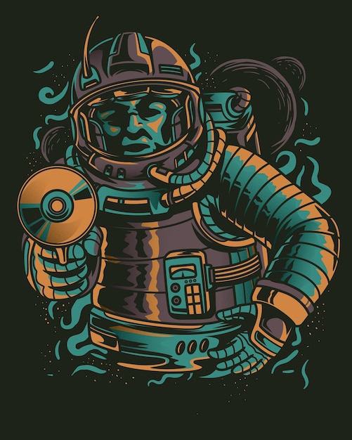 Solo astronaut vector illustration artwork