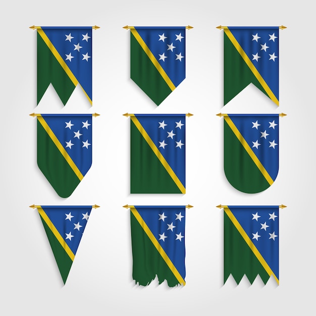 Solomon islands flag in different shapes, flag of solomon islands in various shapes