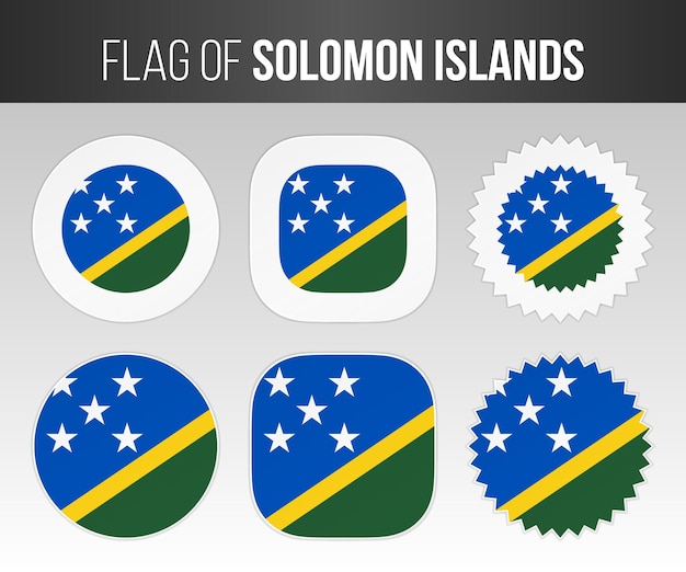 Solomon Islands flag labels badges and stickers Illustration flags of Solomon Islands isolated