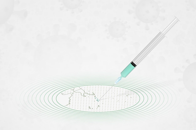 Solomon Islands vaccination concept vaccine injection in map of Solomon Islands Vaccine and vaccination against coronavirus COVID19