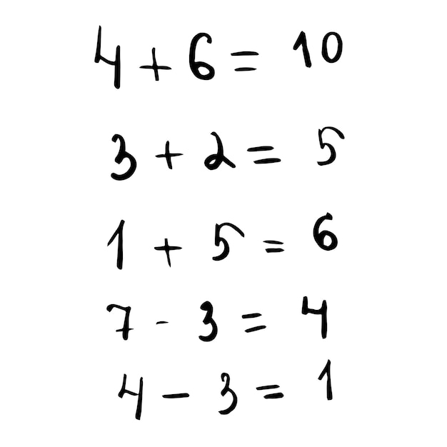 Vettore risolvere esempi esempi matematici addizione e sottrazione poster modello scuola per la matematica illustrazione vettoriale