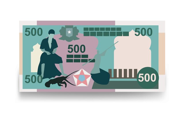 Вектор Сомалийский шиллинг векторная иллюстрация сомалийские деньги набор пачки банкнот бумажные деньги 500 sos