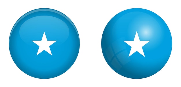 Somalia flag under 3d dome button and on glossy sphere / ball.