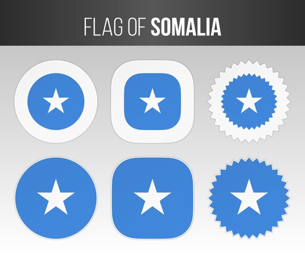 Bandiera della somalia etichette badge e adesivi bandiere di illustrazione della somalia isolate