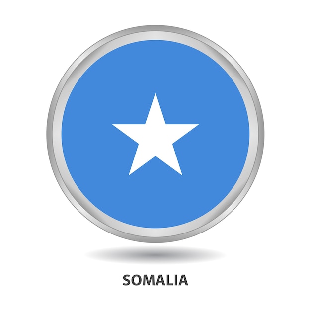 Vettore il design della bandiera rotonda della somalia viene utilizzato come badge, pulsante, icona, pittura murale