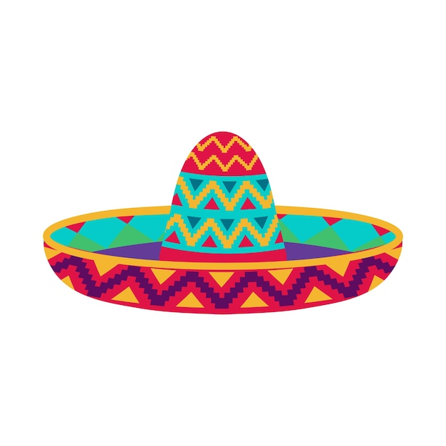 ベクトル サムブレロの帽子のイラスト 伝統的なメキシコの衣装要素が白い背景に隔離されています