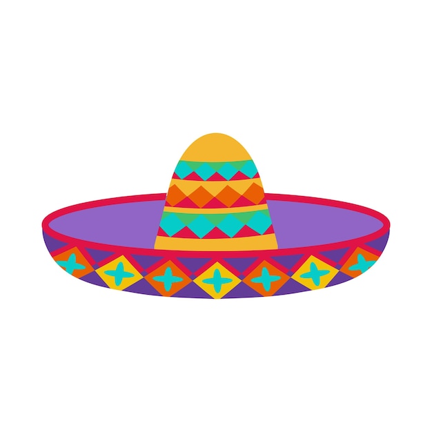 Vector sombrero hoed illustratie traditioneel mexicaans kostuum element geïsoleerd op witte achtergrond cinco