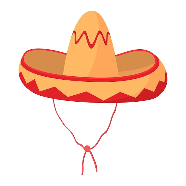 Vector sombrero icon in cartoon style on a white background