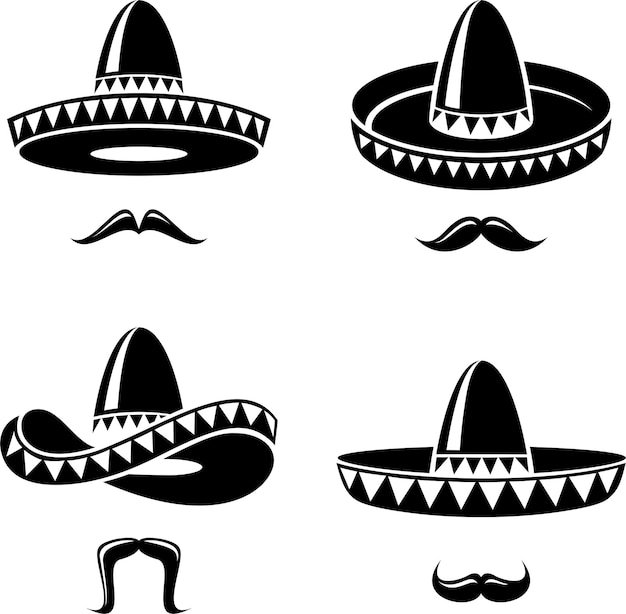 Vettore sombrero set vettore