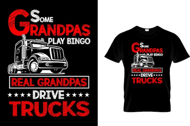 Vettore alcuni nonni giocano a bingo, veri nonni guidano camion tshirt