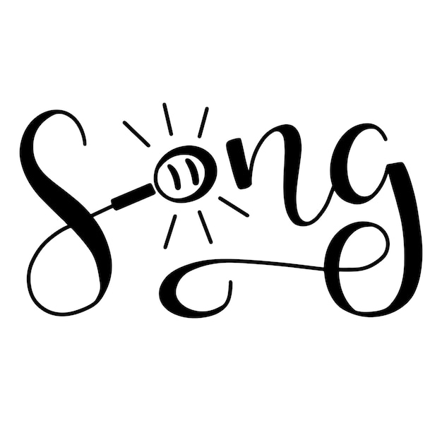 Song black lettering with microphone vector illustration