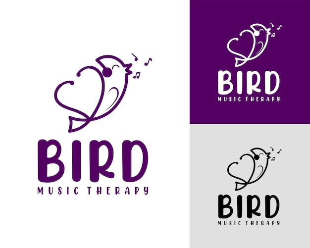 song brid logo design template simple line art style