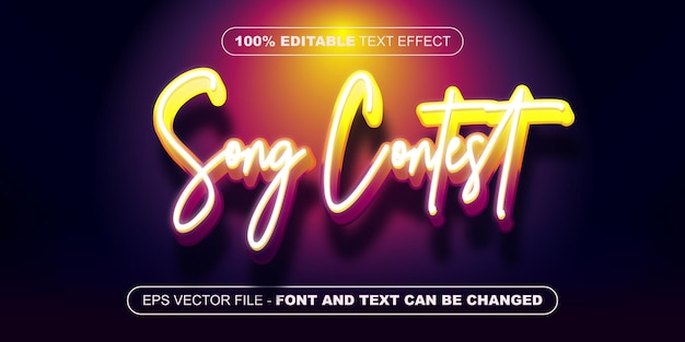 Vector song contest 3d editable text effect