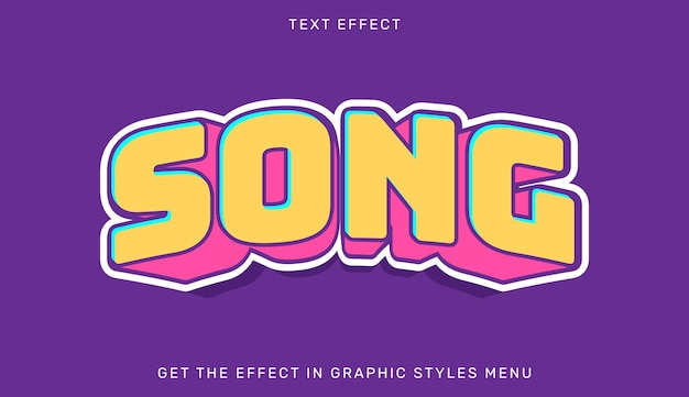 Song text effect template in 3d style