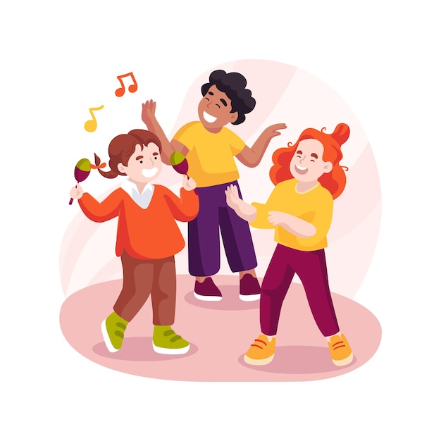 Vector song with dance moves isolated cartoon vector illustration